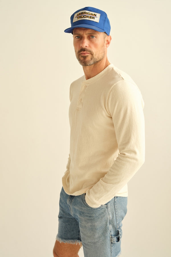 save khaki united American Jersey L/S Henley Black