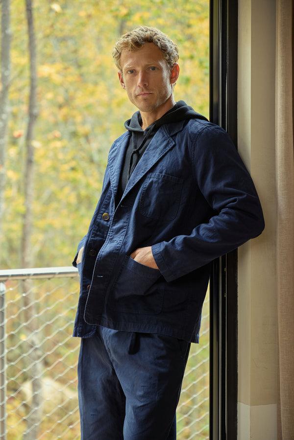 Save Khaki United Cotton Hemp Twil Blazer Navy