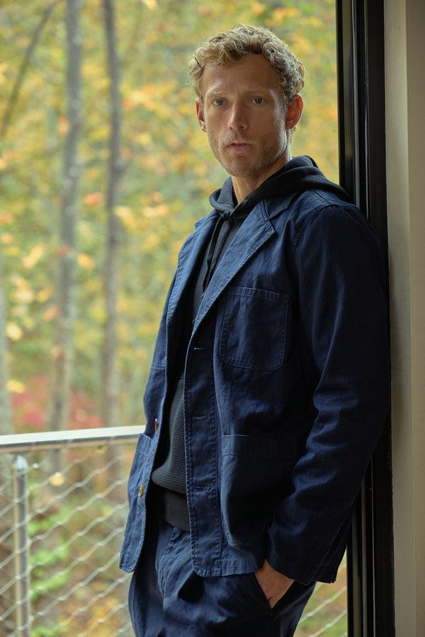 save khaki united Cotton Hemp Twil Blazer Navy