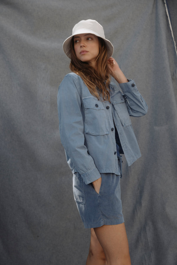 Save Khaki United Crop Camp Shirt Jacket Khaki