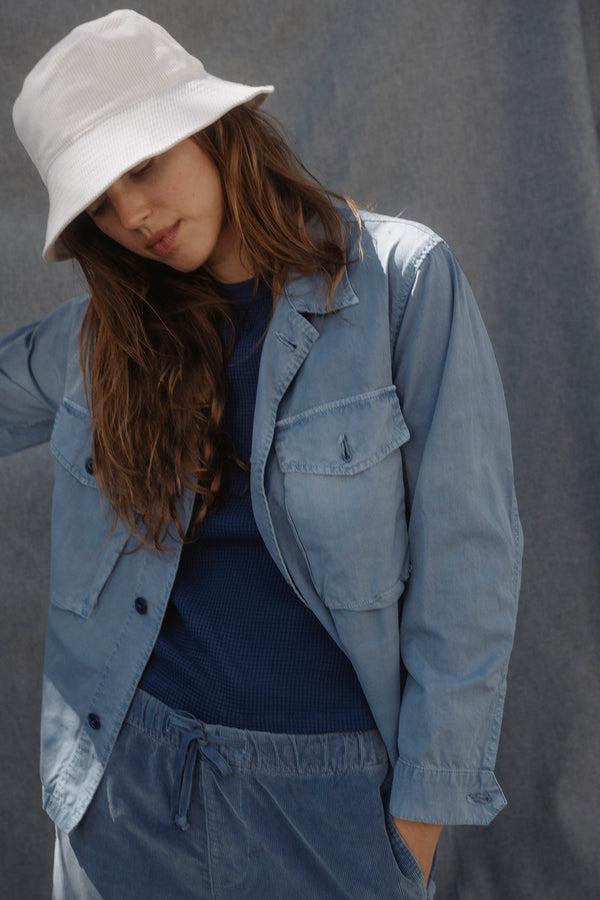 Save Khaki United Crop Camp Shirt Jacket Lichen