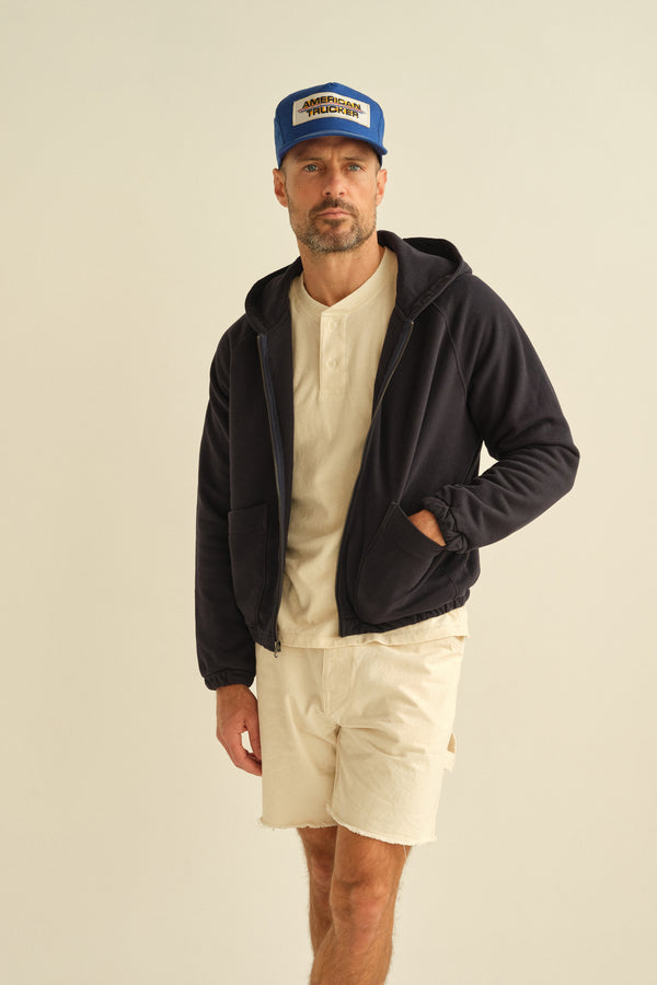 save khaki united Double Layer Hoodie Navy