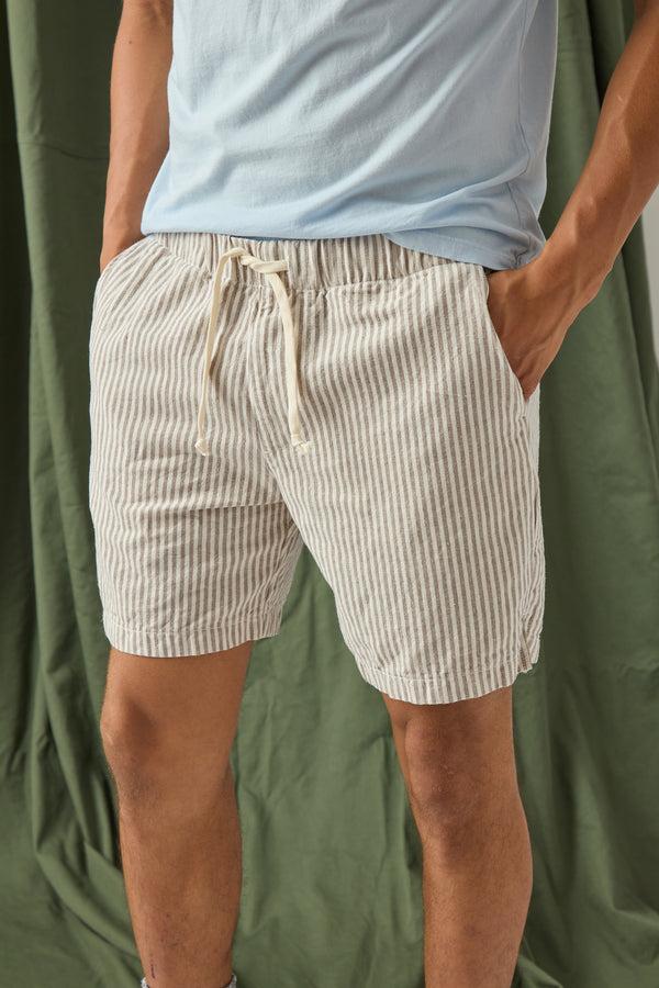 Save Khaki United Hemp Stripe Easy Short Nat/Navy