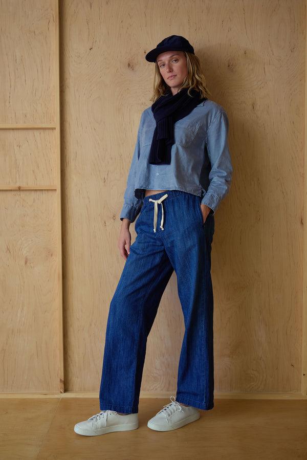 Save Khaki United LS Boxy Oxford Shirt Basil