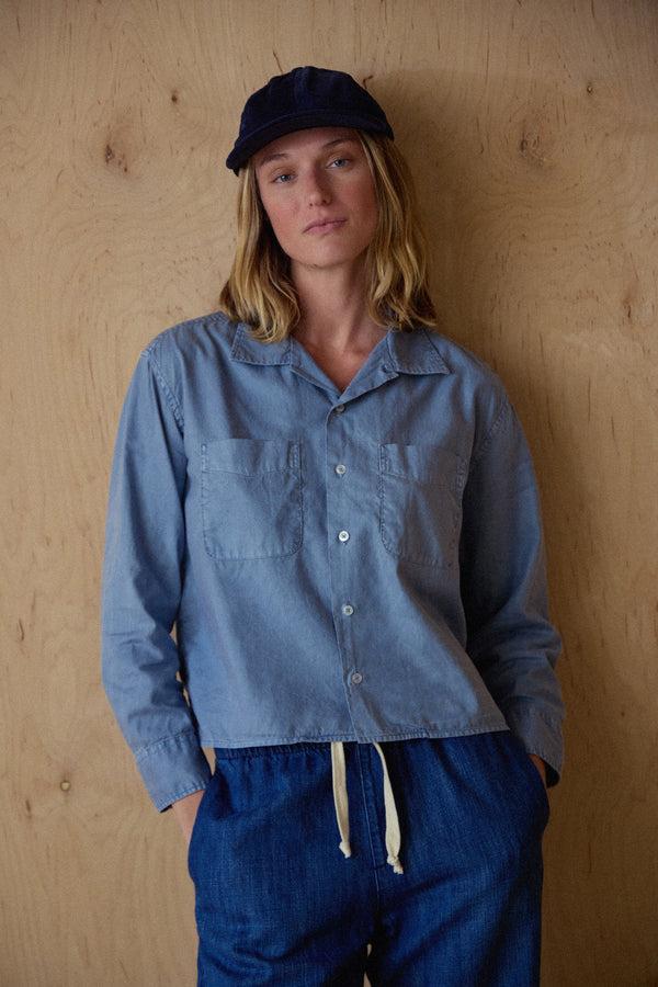 save khaki united LS Boxy Oxford Shirt Union Blue