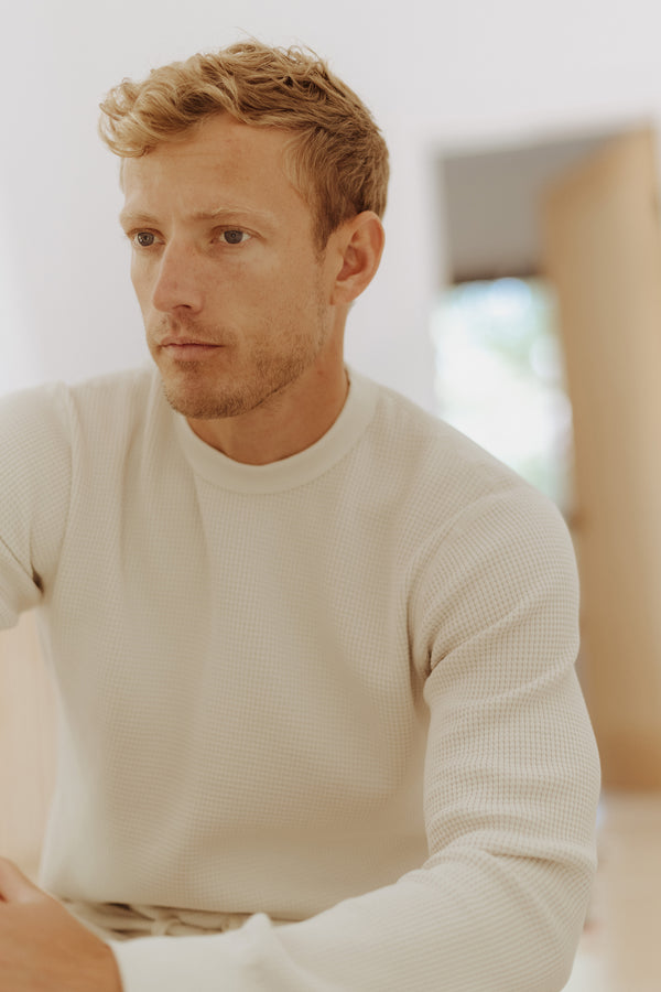 Save Khaki United LS Crew Waffle Tee Ash