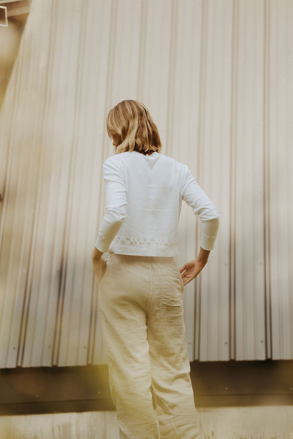 Save Khaki United LS Pointelle Cardigan Surplus