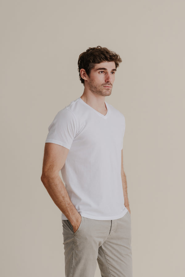 Save Khaki United Men's Supima V-Neck Tee White
