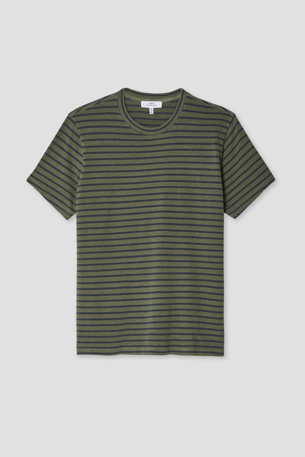 Save Khaki United Organic Hemp Stripe Crew Tee Tea
