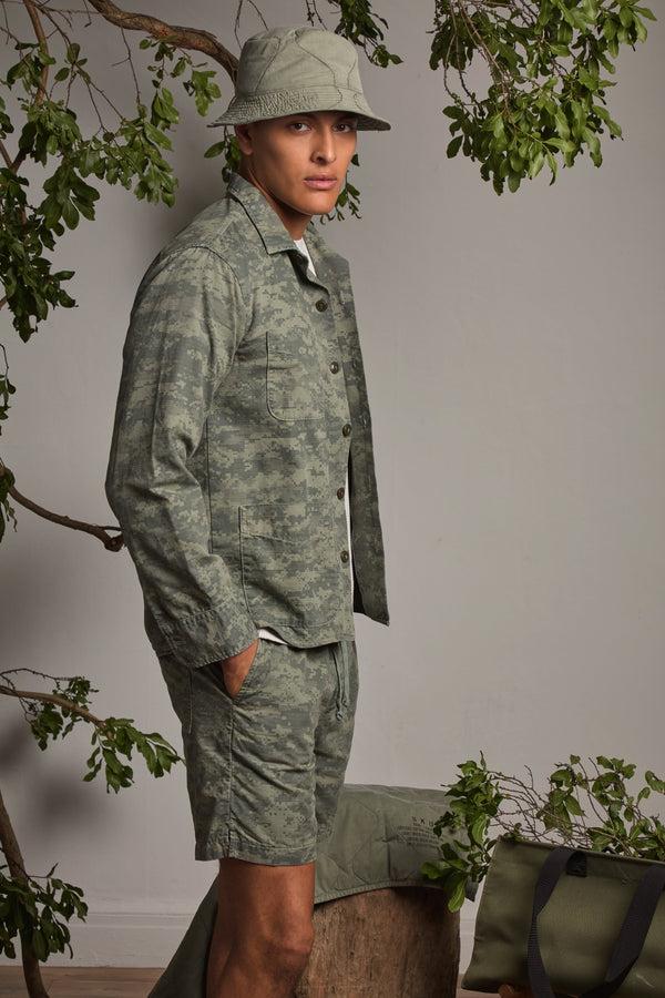 save khaki united Overdyed Camo Short Blue