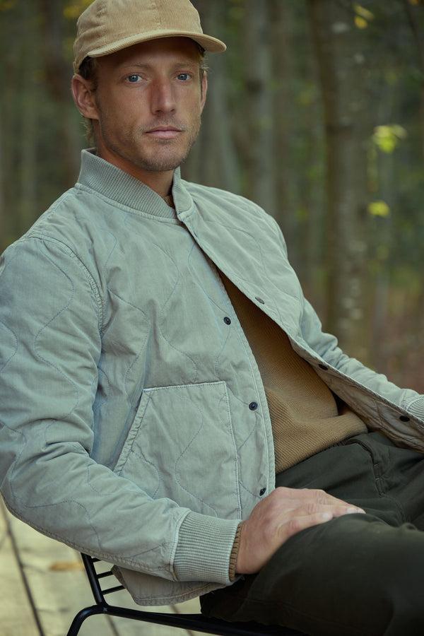 save khaki united Quilted Bomber Jacket Black