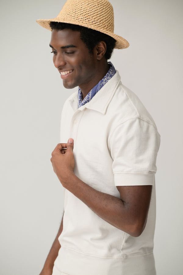 save khaki united S/S Supima Fleece Polo Ash