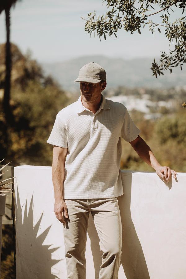 Save Khaki United Short Sleeve Waffle Polo Navy