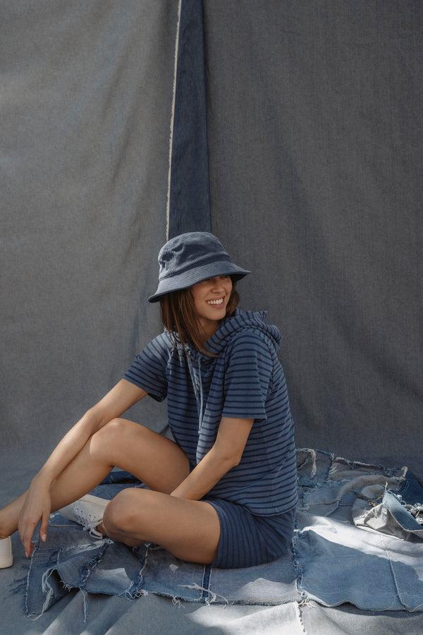 Save Khaki United SS Hemp Stripe Hoodie Union Blue