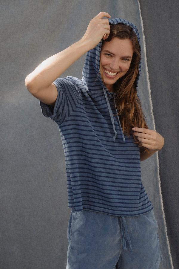 Save Khaki United SS Hemp Stripe Hoodie Union Blue