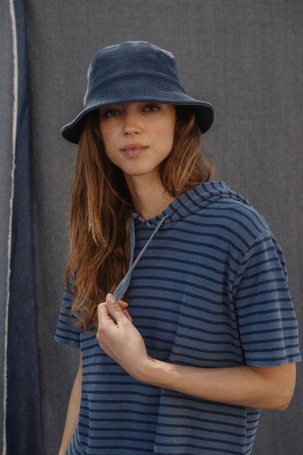 save khaki united SS Hemp Stripe Hoodie Union Blue