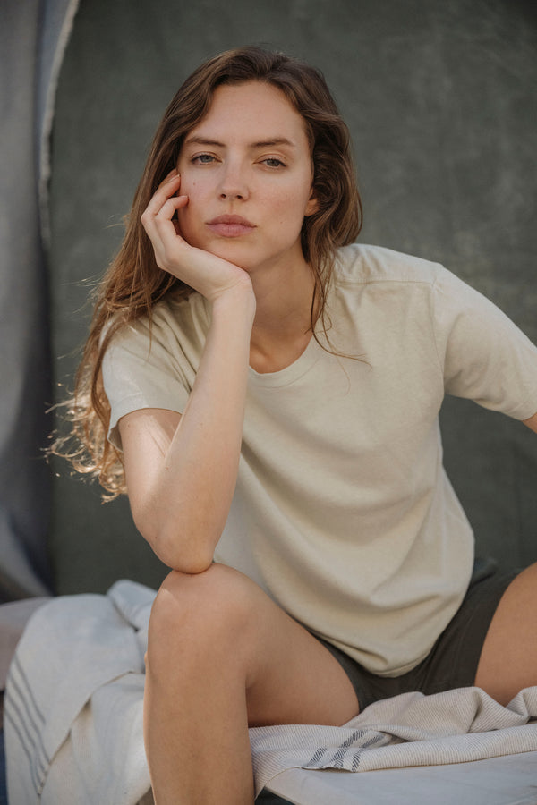 save khaki united SS Supima Boy Tee Pistachio