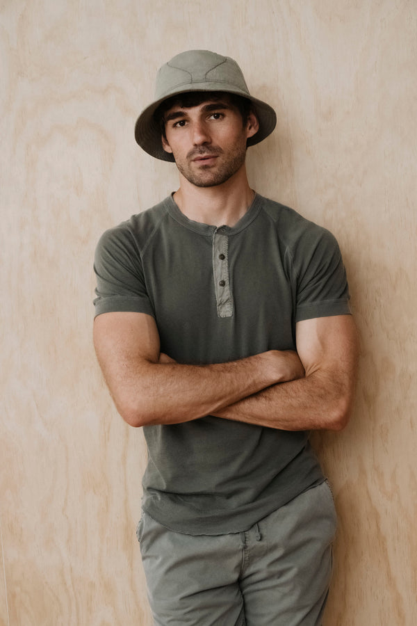 Save Khaki United SS Supima Henley Lichen