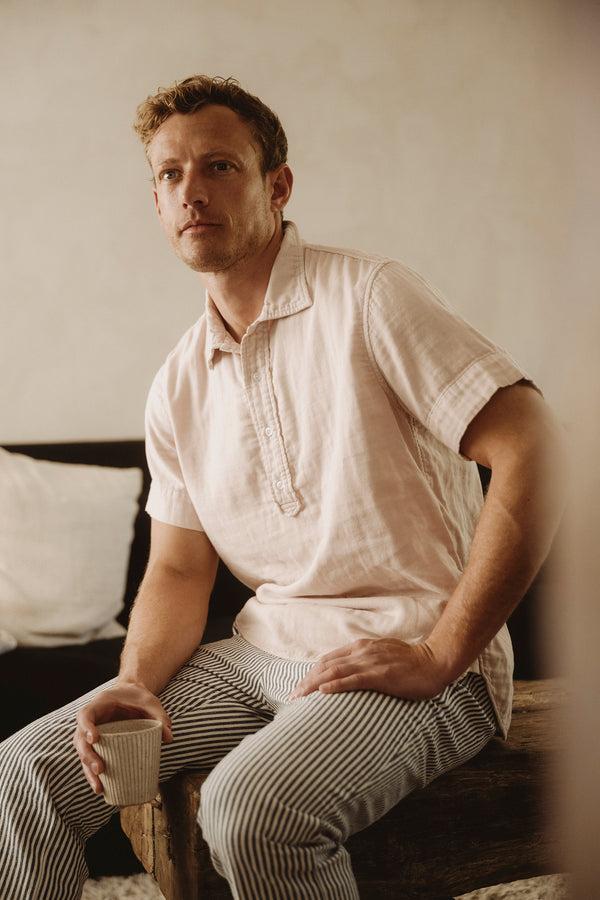 save khaki united SS Triple Gauze Popover White