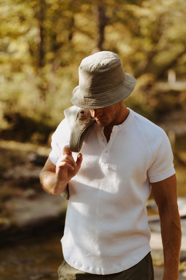 Save Khaki United SS Waffle Henley Ash