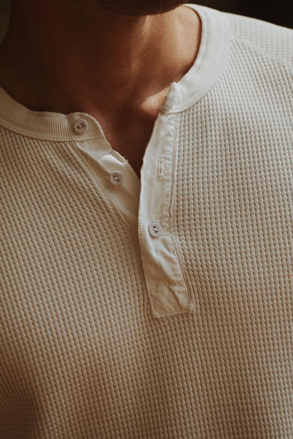Save Khaki United SS Waffle Henley Ash