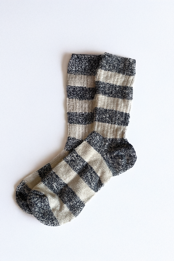 save khaki united STRIPE RAGG SOCK Natural