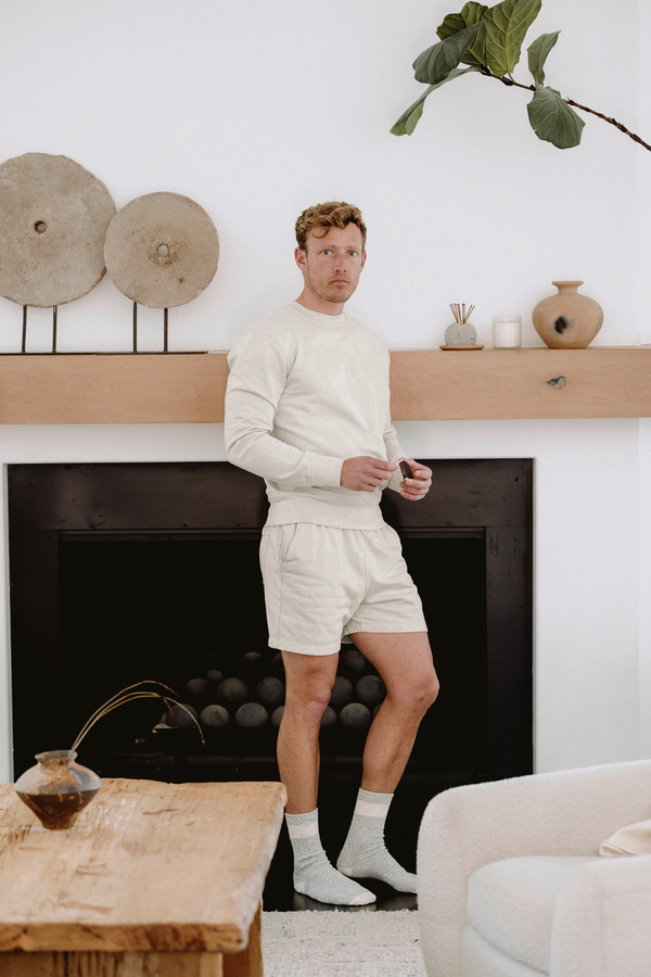 save khaki united Supima Fleece Short Rye Grass