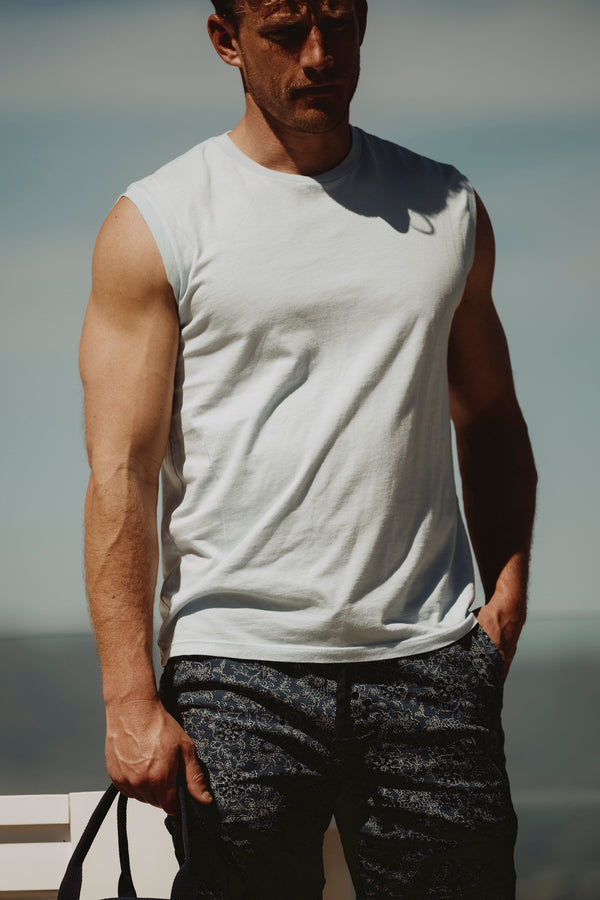 Save Khaki United Supima Muscle Tee Beach Blue