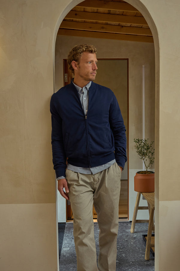 Save Khaki United Supima Zip Bomber Rye Grass