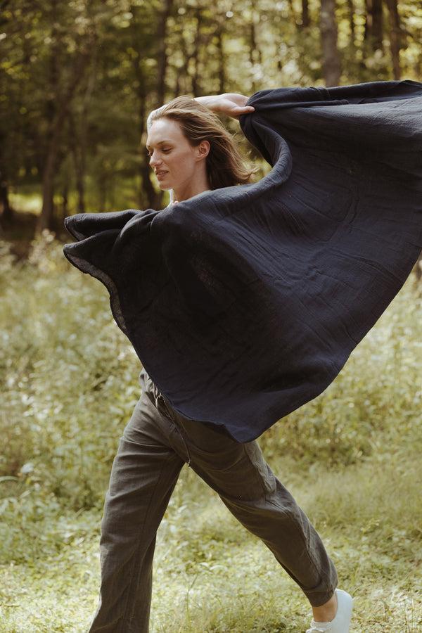 Save Khaki United Tobacco Cloth Wrap Throw Indigo