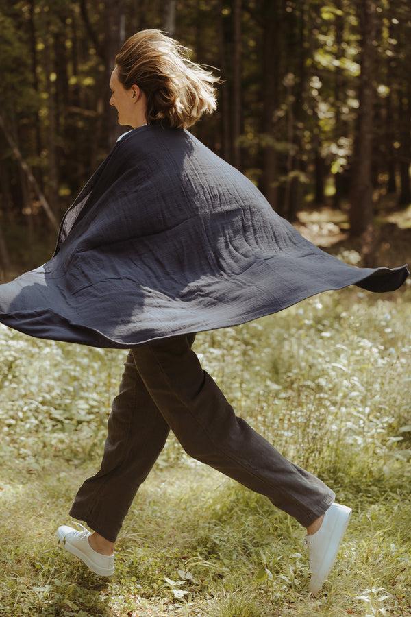 Save Khaki United Tobacco Cloth Wrap Throw Indigo