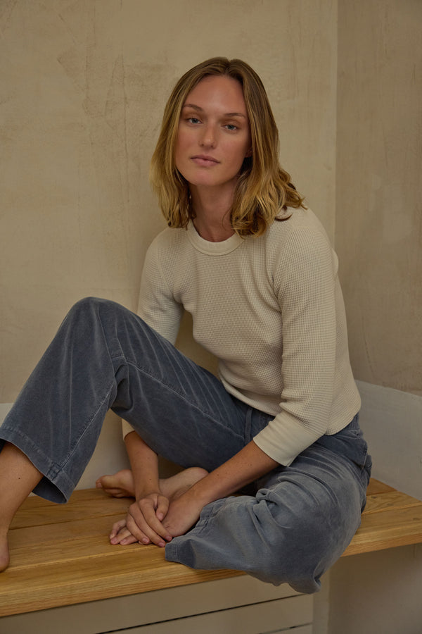 Save Khaki United Waffle 3/4 Sleeve Tee Ash