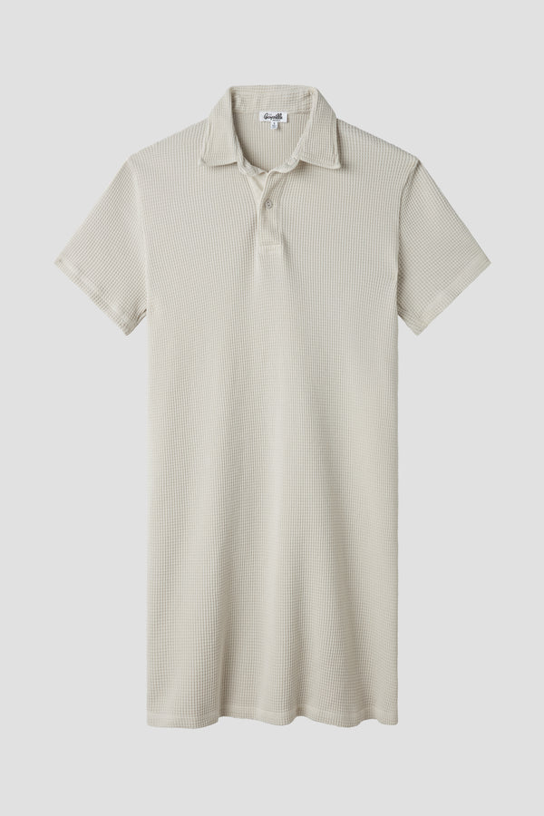 Save Khaki United Waffle Polo Dress Ash
