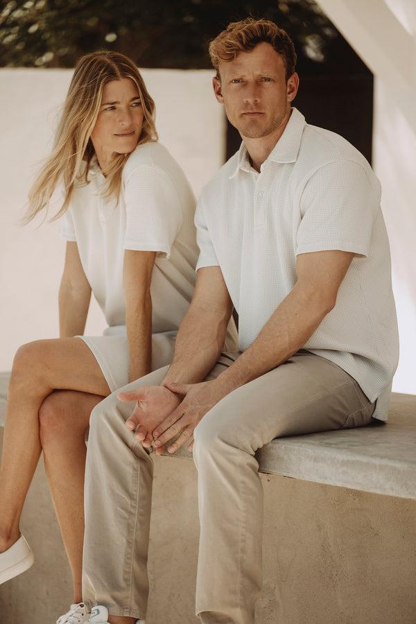 Save Khaki United Waffle Polo Dress Basil