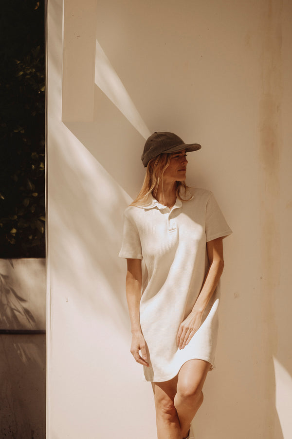 save khaki united Waffle Polo Dress Basil
