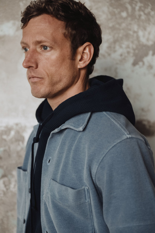 Save Khaki United Waffle Pullover Hoodie Navy