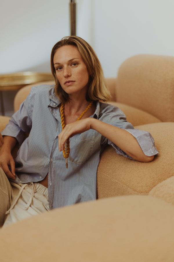 save khaki united YD Blue Shirt Royal Strp