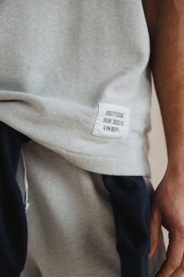 Save Khaki United Short Sleeve Organic Terry Boxy Crew Heather Grey