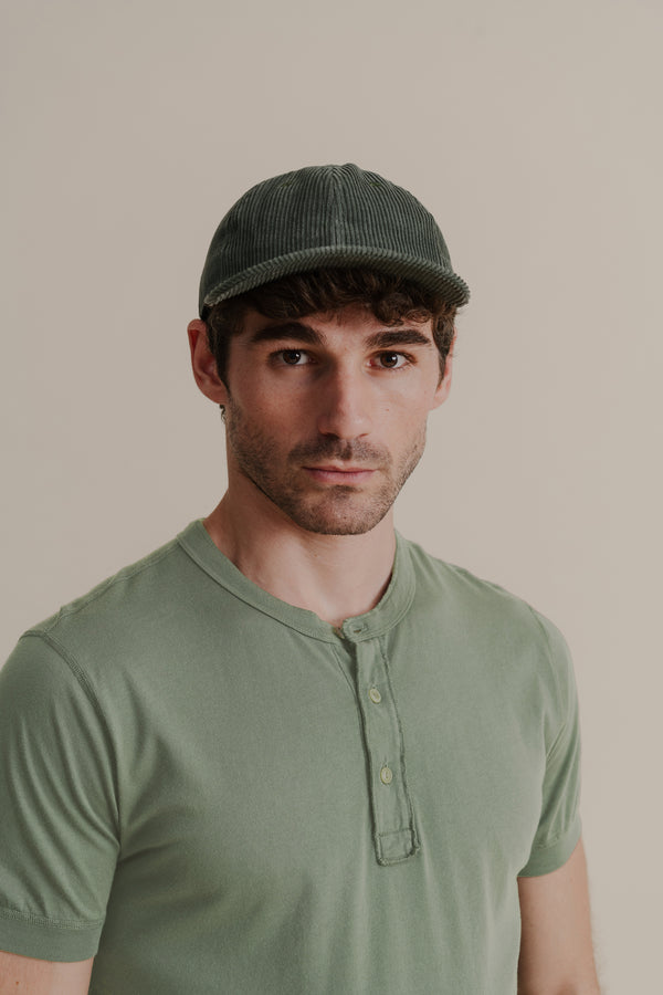 save khaki united Short Sleeve Supima Henley Indigo