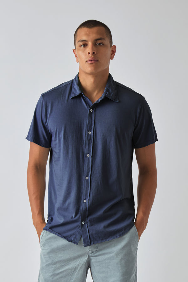 save khaki united Short Sleeve Supima Jersey Easy Shirt Deep Indigo