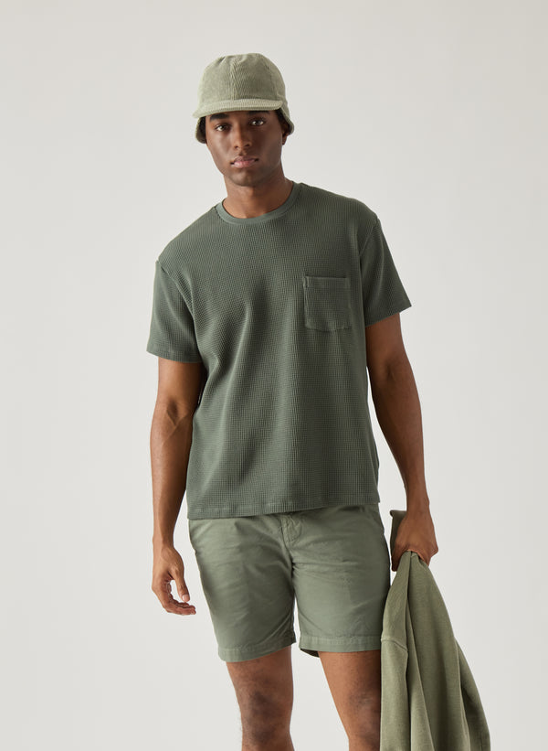 Save Khaki United Short Sleeve Waffle Pocket Tee Basil