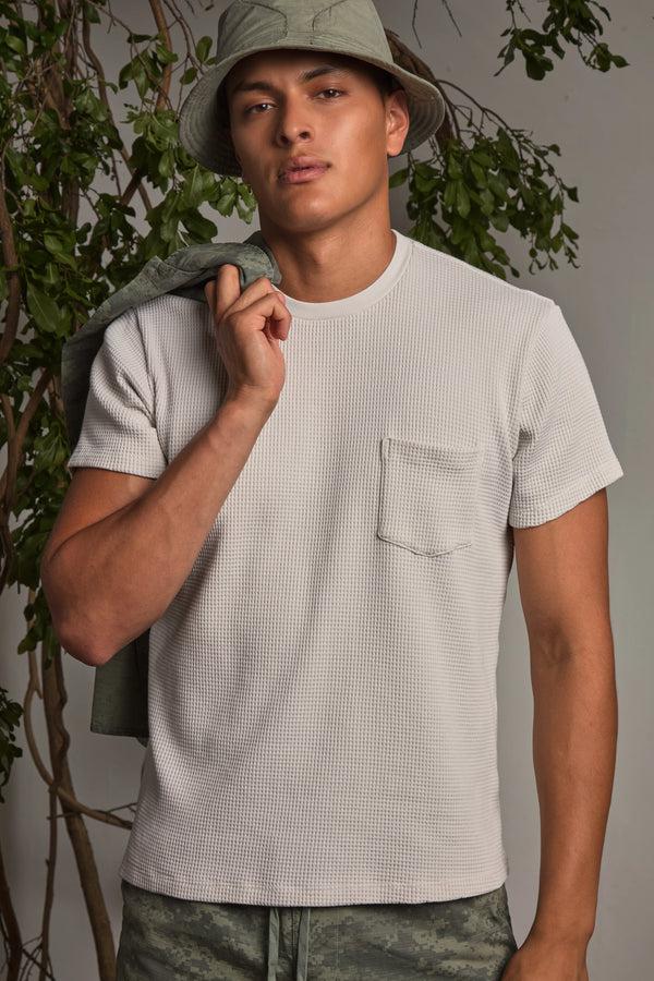 save khaki united Short Sleeve Waffle pocket Tee Black