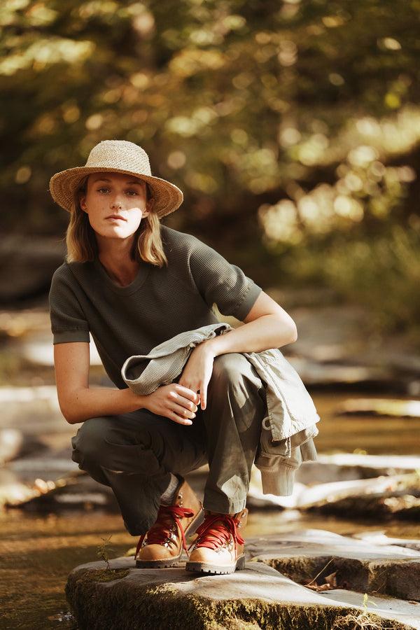 Save Khaki United Short Sleeve Waffle Sweatshirt Navy