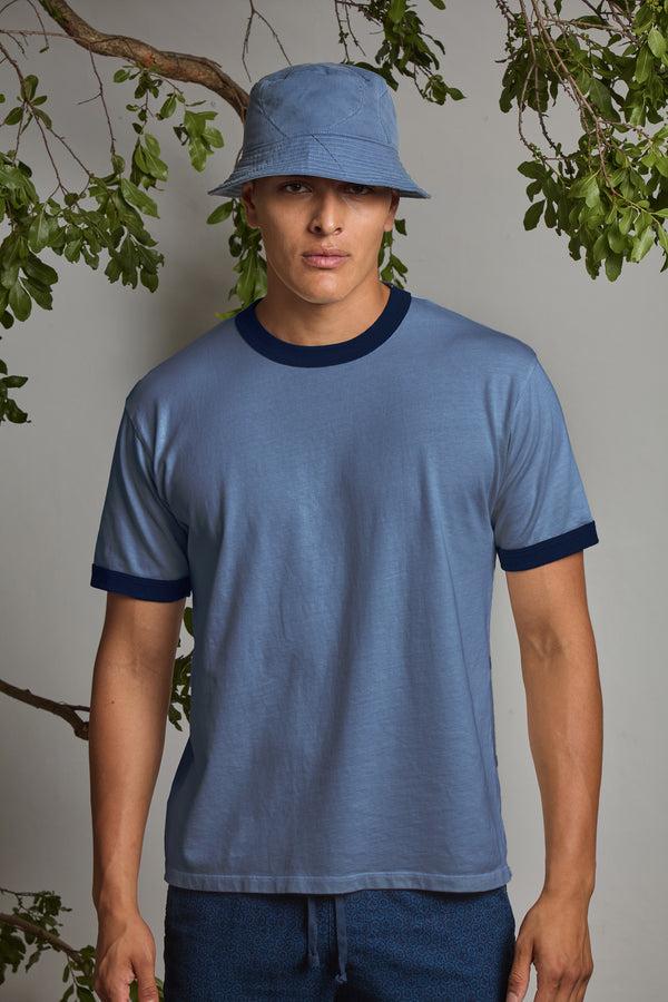 save khaki united SS Organic Recycled Jersey Ringer Tee Petrol