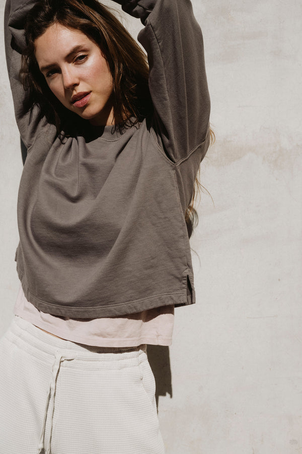 Save Khaki United Supima Fleece Cropped Sweatshirt Basil