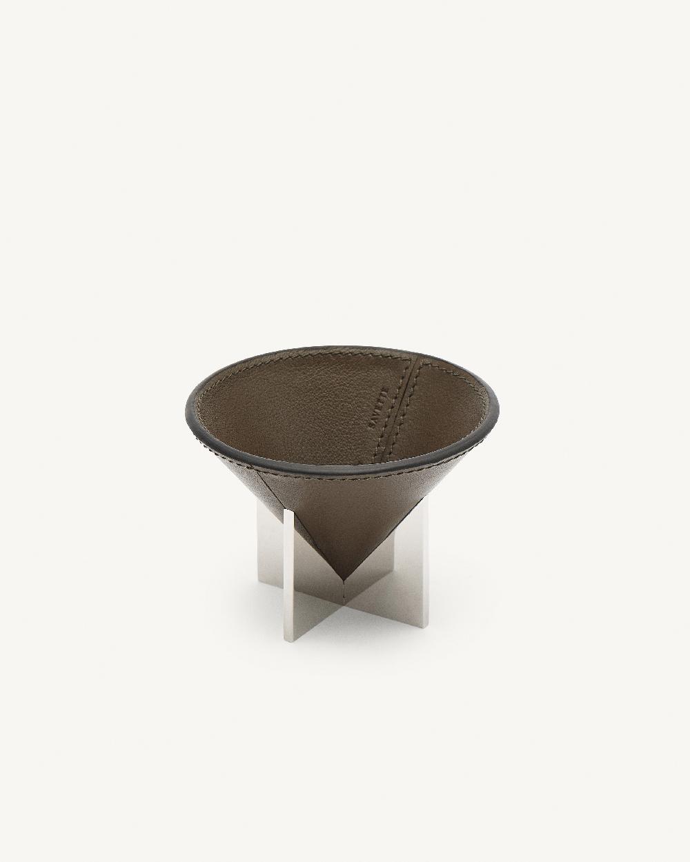 Savette Small Leather Dish With Metal Feet