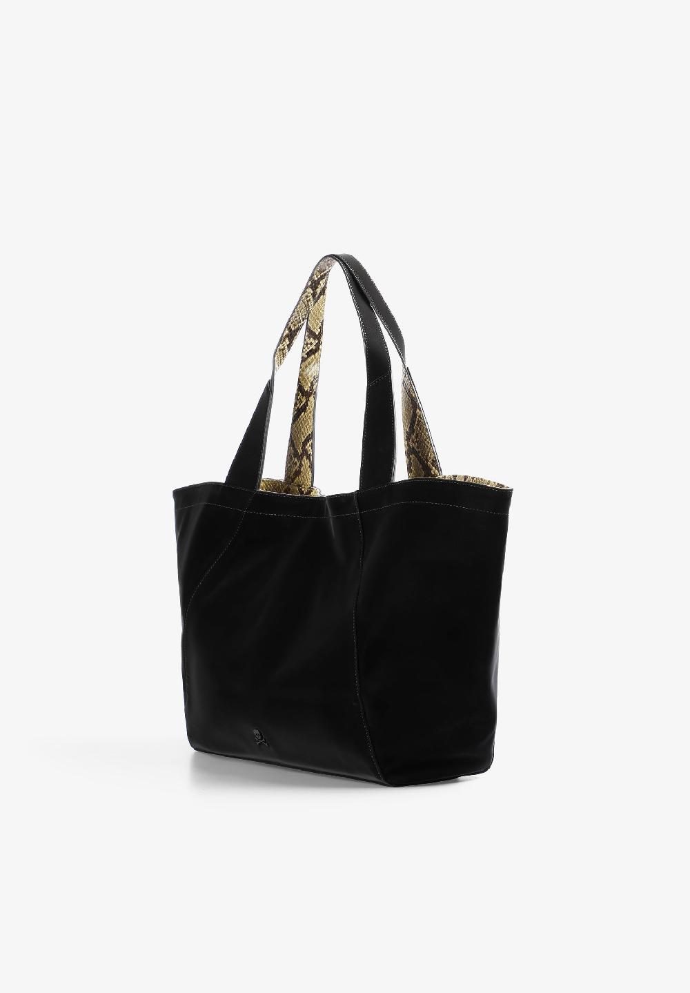 Scalpers ANIMAL PRINT DETAIL SHOPPER BAG BLACK/SNAKE PRINT
