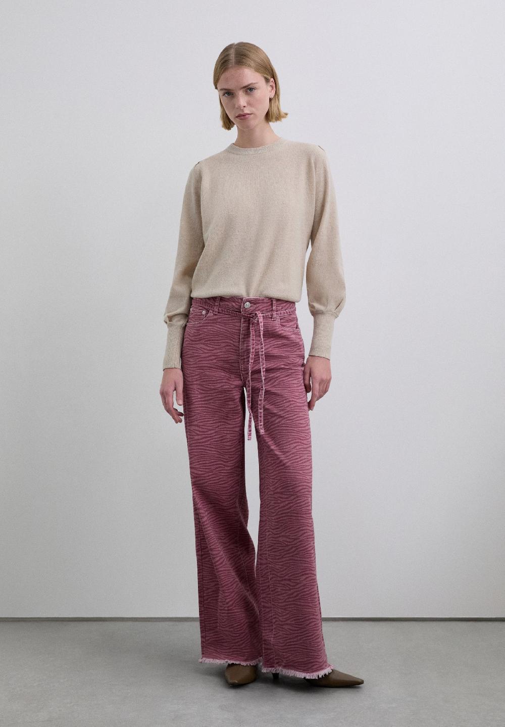 scalpers ANIMAL PRINT DRAWSTRING TROUSERS RASPBERRY
