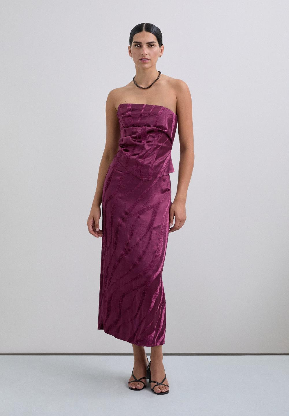 Scalpers ASYMMETRIC TOP WITH VELVET DETAILS BOUGANVILLE