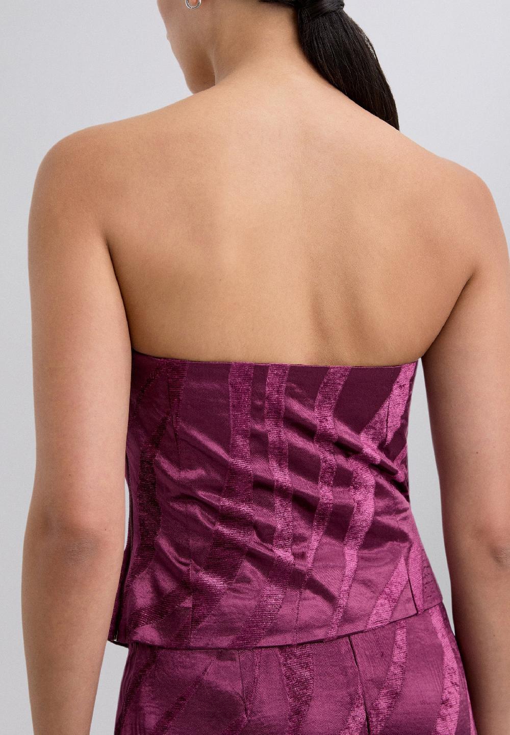 Scalpers ASYMMETRIC TOP WITH VELVET DETAILS BOUGANVILLE